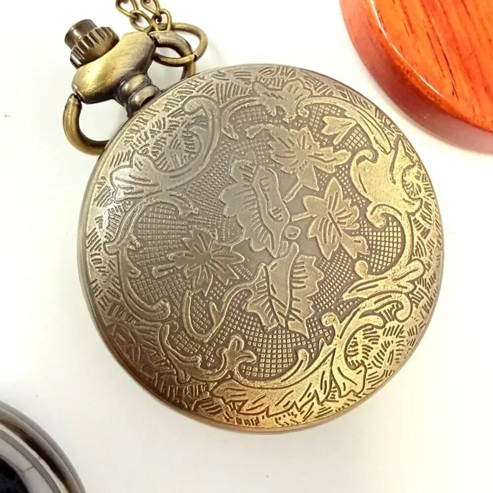 Lot 4 Pocket Watch Locket Pendant Necklaces Silver Gold Tone Wood Repousse